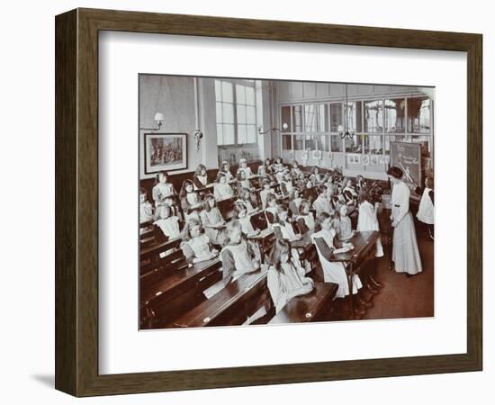 Classroom scene, Albion Street Girls School, Rotherhithe, London, 1908-Unknown-Framed Photographic Print