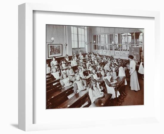 Classroom scene, Albion Street Girls School, Rotherhithe, London, 1908-Unknown-Framed Photographic Print