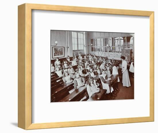 Classroom scene, Albion Street Girls School, Rotherhithe, London, 1908-Unknown-Framed Photographic Print