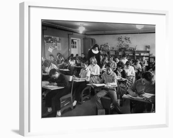 Classroom Scene at School For St. Teresa Church in New Building-Bernard Hoffman-Framed Photographic Print