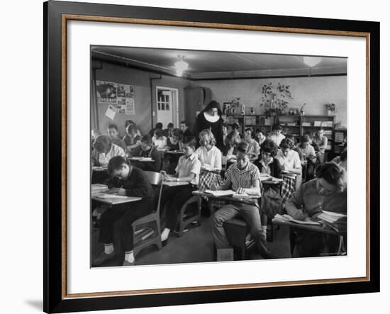 Classroom Scene at School For St. Teresa Church in New Building-Bernard Hoffman-Framed Photographic Print