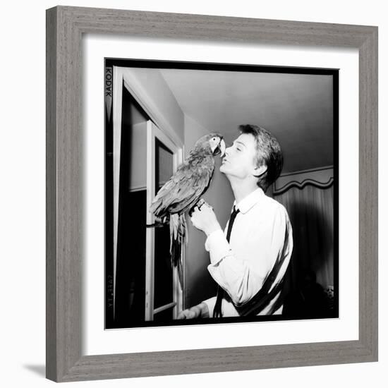 Claude François Kissing His Parrot-Therese Begoin-Framed Photographic Print