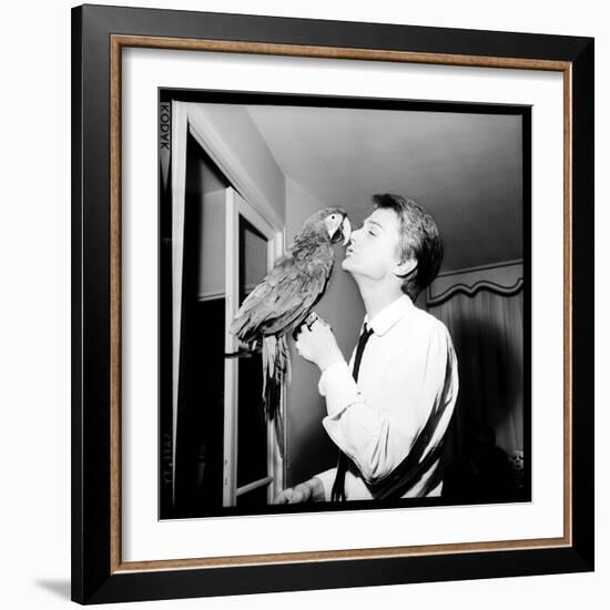 Claude François Kissing His Parrot-Therese Begoin-Framed Photographic Print