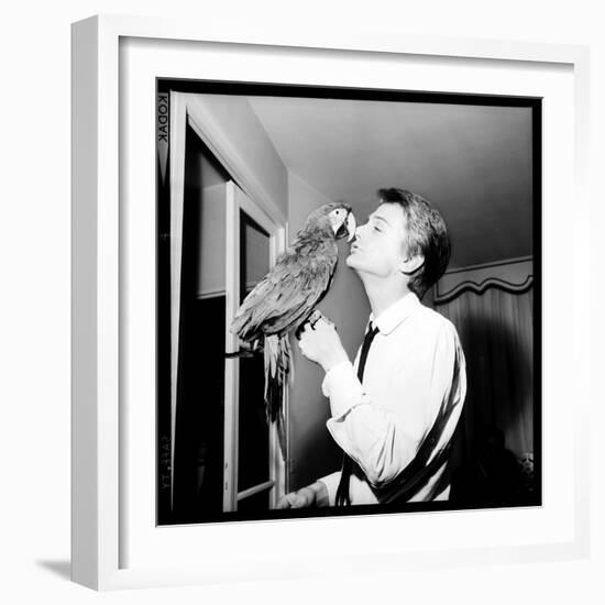 Claude François Kissing His Parrot-Therese Begoin-Framed Photographic Print