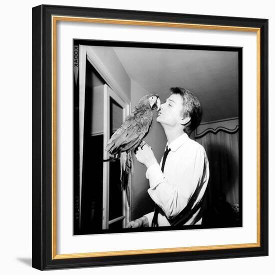 Claude François Kissing His Parrot-Therese Begoin-Framed Photographic Print