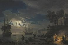 La Nuit : un port de mer au clair de lune-Claude Joseph Vernet-Giclee Print