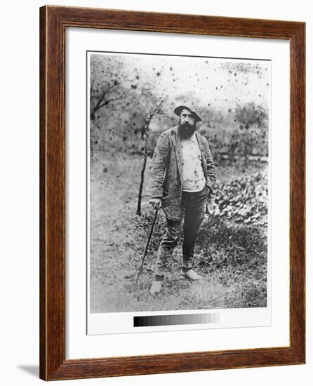 Claude Monet (1840-1926) in His Garden, 1880 (Silver Print) (B/W Photo)-Theodore Robinson-Framed Giclee Print