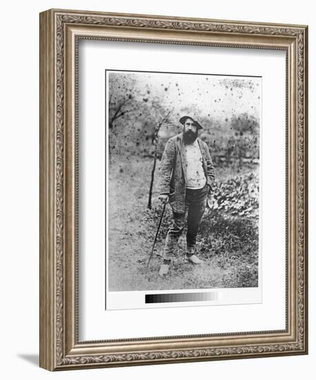 Claude Monet (1840-1926) in His Garden, 1880 (Silver Print) (B/W Photo)-Theodore Robinson-Framed Giclee Print