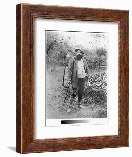 Claude Monet (1840-1926) in His Garden, 1880 (Silver Print) (B/W Photo)-Theodore Robinson-Framed Giclee Print