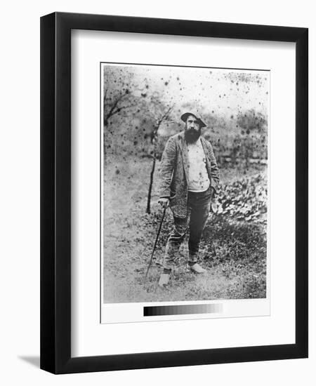 Claude Monet (1840-1926) in His Garden, 1880 (Silver Print) (B/W Photo)-Theodore Robinson-Framed Giclee Print