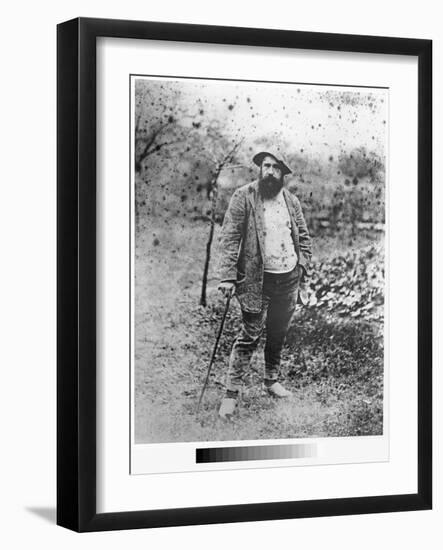 Claude Monet (1840-1926) in His Garden, 1880 (Silver Print) (B/W Photo)-Theodore Robinson-Framed Giclee Print