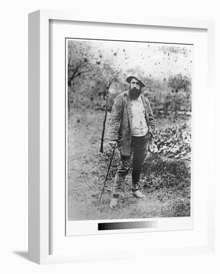 Claude Monet (1840-1926) in His Garden, 1880 (Silver Print) (B/W Photo)-Theodore Robinson-Framed Giclee Print