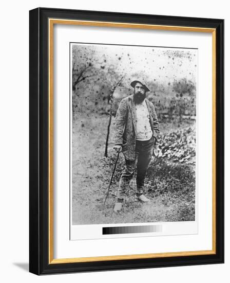 Claude Monet (1840-1926) in His Garden, 1880 (Silver Print) (B/W Photo)-Theodore Robinson-Framed Giclee Print