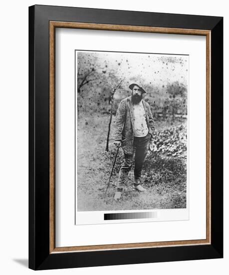 Claude Monet (1840-1926) in His Garden, 1880 (Silver Print) (B/W Photo)-Theodore Robinson-Framed Premium Giclee Print