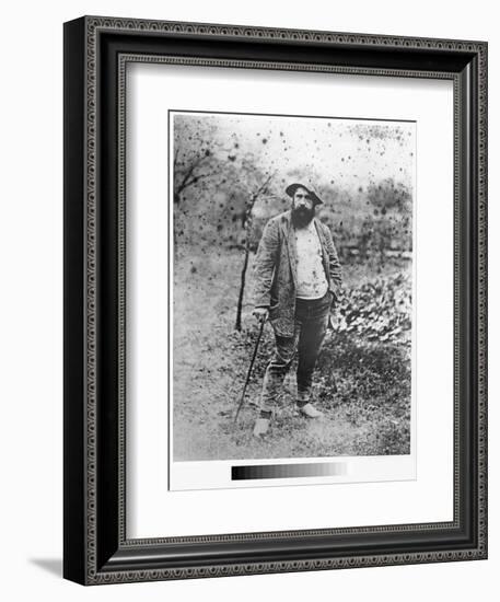 Claude Monet (1840-1926) in His Garden, 1880 (Silver Print) (B/W Photo)-Theodore Robinson-Framed Premium Giclee Print