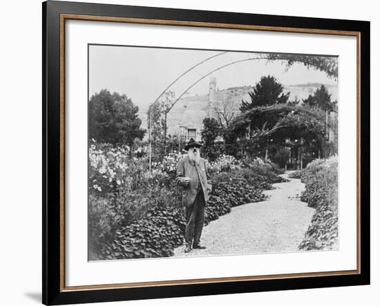 Claude Monet (1841-1926) in His Garden at Giverny, C.1925 (B/W Photo)-French Photographer-Framed Giclee Print