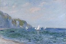 Cliffs and Sailboats at Pourville-Claude Monet-Giclee Print
