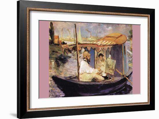 Claude Monet Dans Son Bateau Atelier-Edouard Manet-Framed Art Print