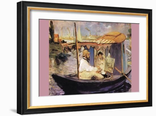 Claude Monet Dans Son Bateau Atelier-Edouard Manet-Framed Art Print