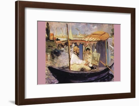 Claude Monet Dans Son Bateau Atelier-Edouard Manet-Framed Art Print