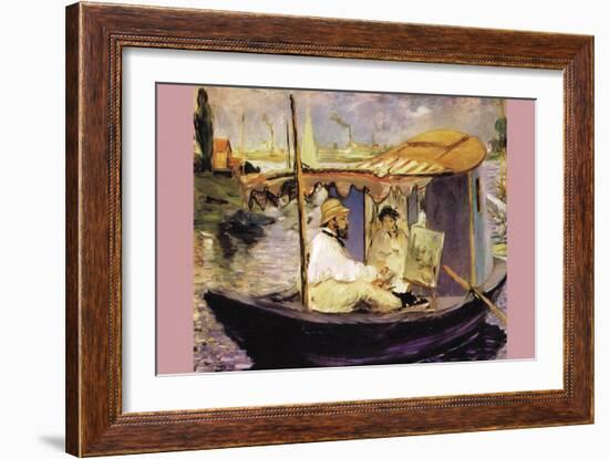 Claude Monet Dans Son Bateau Atelier-Edouard Manet-Framed Art Print