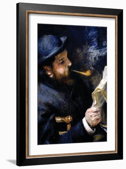 Claude Monet Reading a Newspaper-Pierre-Auguste Renoir-Framed Art Print