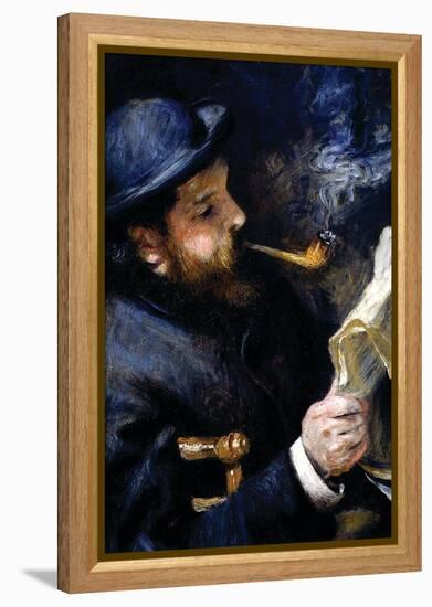 Claude Monet Reading a Newspaper-Pierre-Auguste Renoir-Framed Stretched Canvas