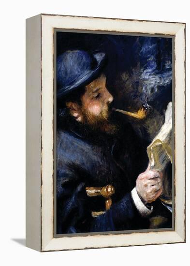 Claude Monet Reading a Newspaper-Pierre-Auguste Renoir-Framed Stretched Canvas