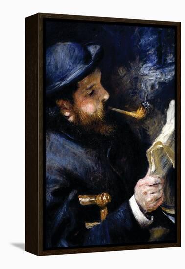 Claude Monet Reading a Newspaper-Pierre-Auguste Renoir-Framed Stretched Canvas