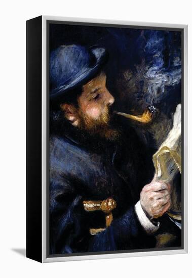 Claude Monet Reading a Newspaper-Pierre-Auguste Renoir-Framed Stretched Canvas