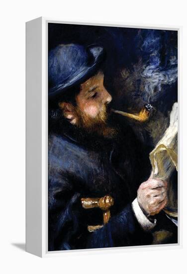 Claude Monet Reading a Newspaper-Pierre-Auguste Renoir-Framed Stretched Canvas