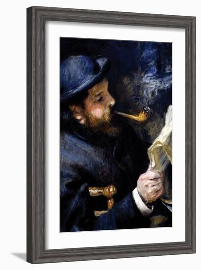 Claude Monet Reading a Newspaper-Pierre-Auguste Renoir-Framed Art Print