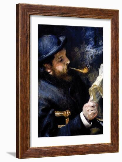 Claude Monet Reading a Newspaper-Pierre-Auguste Renoir-Framed Art Print