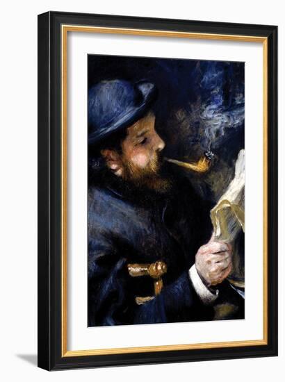 Claude Monet Reading a Newspaper-Pierre-Auguste Renoir-Framed Art Print