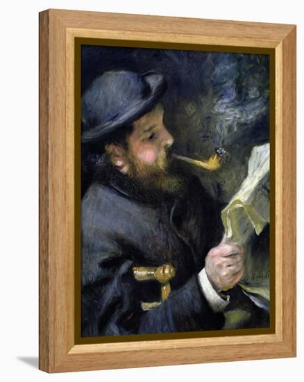 Claude Monet Reading a Newspaper-Pierre-Auguste Renoir-Framed Premier Image Canvas