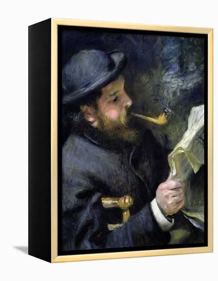 Claude Monet Reading a Newspaper-Pierre-Auguste Renoir-Framed Premier Image Canvas