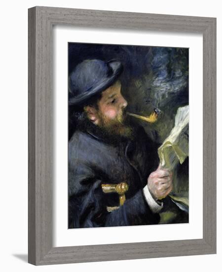 Claude Monet Reading a Newspaper-Pierre-Auguste Renoir-Framed Giclee Print