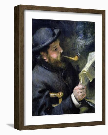 Claude Monet Reading a Newspaper-Pierre-Auguste Renoir-Framed Giclee Print