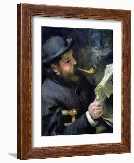 Claude Monet Reading a Newspaper-Pierre-Auguste Renoir-Framed Giclee Print