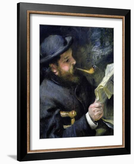 Claude Monet Reading a Newspaper-Pierre-Auguste Renoir-Framed Giclee Print