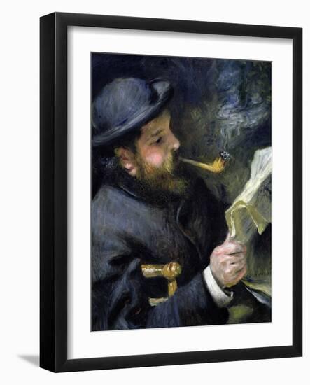 Claude Monet Reading a Newspaper-Pierre-Auguste Renoir-Framed Giclee Print