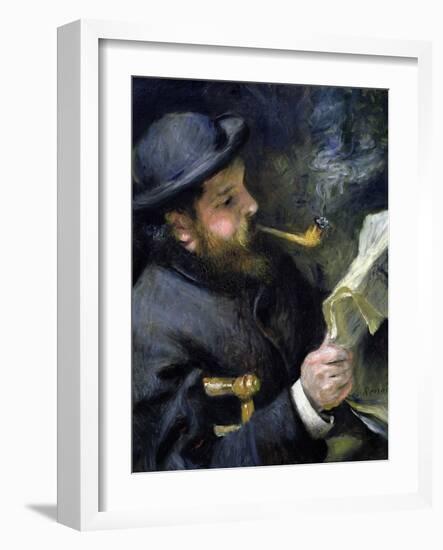 Claude Monet Reading a Newspaper-Pierre-Auguste Renoir-Framed Giclee Print