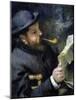 Claude Monet Reading a Newspaper-Pierre-Auguste Renoir-Mounted Giclee Print