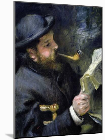 Claude Monet Reading a Newspaper-Pierre-Auguste Renoir-Mounted Giclee Print