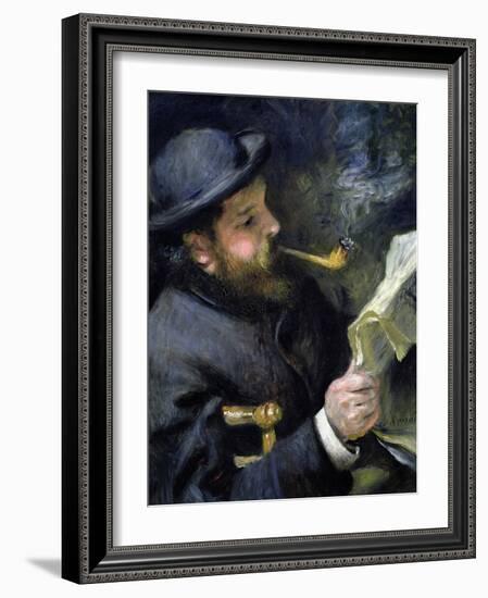 Claude Monet Reading a Newspaper-Pierre-Auguste Renoir-Framed Giclee Print