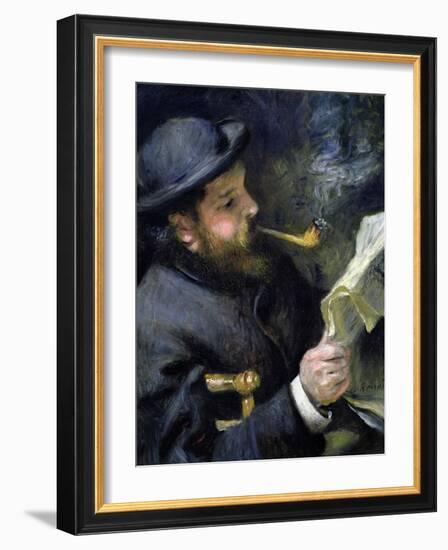 Claude Monet Reading a Newspaper-Pierre-Auguste Renoir-Framed Giclee Print