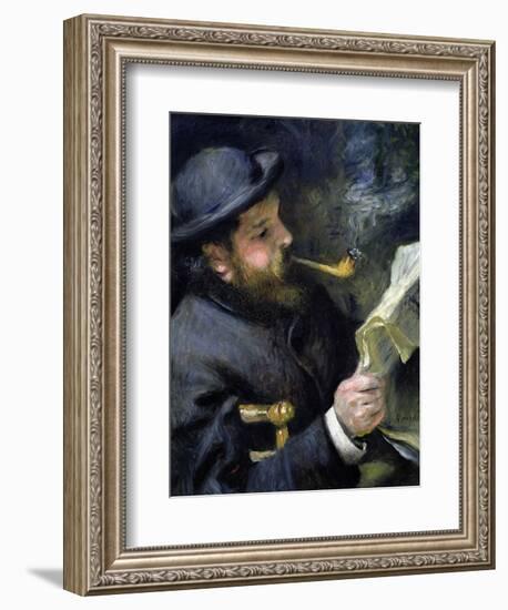 Claude Monet Reading a Newspaper-Pierre-Auguste Renoir-Framed Giclee Print