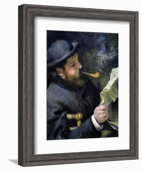 Claude Monet Reading a Newspaper-Pierre-Auguste Renoir-Framed Giclee Print