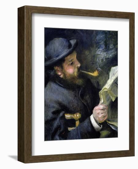 Claude Monet Reading a Newspaper-Pierre-Auguste Renoir-Framed Giclee Print