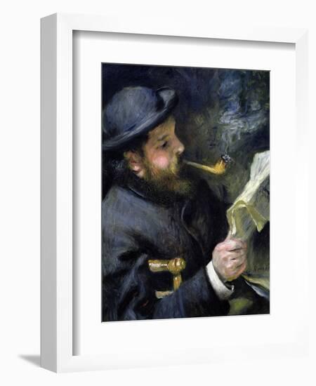 Claude Monet Reading a Newspaper-Pierre-Auguste Renoir-Framed Giclee Print